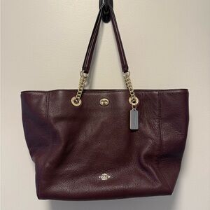 Coach Burgundy Leather Tote Bag